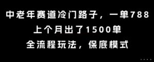 中老年赛道冷门路子，一单788，上个月出了1500单，全流程玩法，保底模式【揭秘】-离锋创库