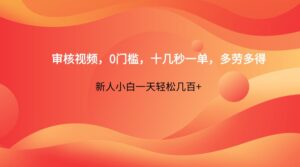 审核视频，0门槛，十几秒一单，多劳多得，新人小白一天轻松几百+-离锋创库