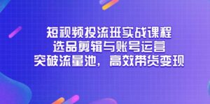 短视频投流班实战课程,选品剪辑与账号运营,突破流量池,高效带货变现-离锋创库