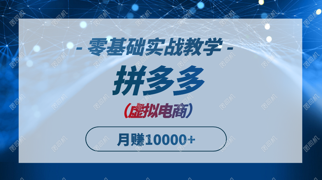 拼多多虚拟电商，零基础实战教学，快速打爆商品，新手也能月入10000+-离锋创库