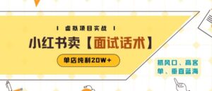小红书虚拟项目掘金,卖面试话术资料,单店纯利20W+(附爆款笔记制作方法)-离锋创库