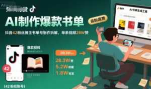 AI制作爆款书单，抖音42粉丝博主书单号制作拆解，单条视频28W赞-离锋创库