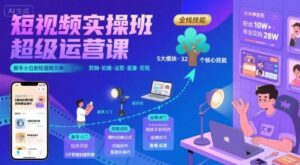 短视频实操班超级运营课,新手小白到短视频大神必修课程,剪辑-拍摄-运营-直播-变现-离锋创库