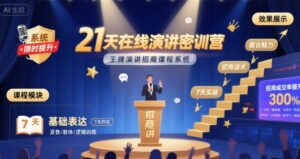 21天在线演讲密训营，王牌演讲招商课程系统-离锋创库