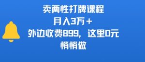 卖两性打牌课程，月入3W+外边收费899的课程，这里0元，悄悄做-离锋创库