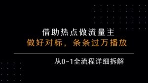 借力热点,乘顺风车玩流量主,条条过万播放, 每月收益5k+,从0-1全流程详细拆解-离锋创库