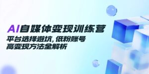 AI自媒体变现训练营,平台选择避坑,低粉账号高变现方法全解析-离锋创库