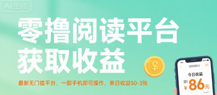 零撸阅读平台获取收益，最新无门槛平台，一部手机即可操作，单日收益50-3张【揭秘】-离锋创库