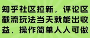 知乎社区拉新，评论区截流玩法当天就能出收益，操作简单人人可做-离锋创库