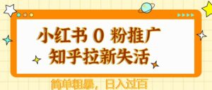 小红书 0 粉推广知乎拉新失活,简单粗暴,日入过百-离锋创库
