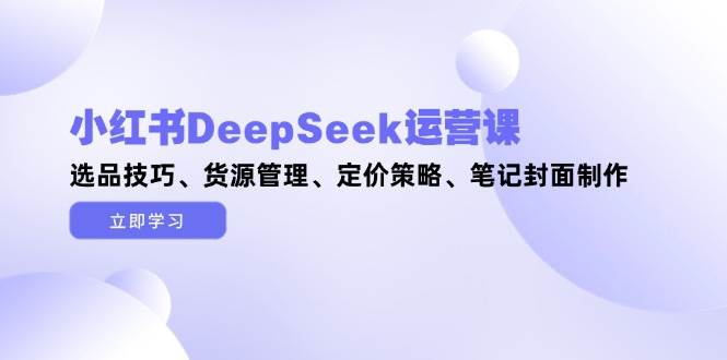 小红书DeepSeek运营课,选品技巧、货源管理、定价策略、笔记封面制作-离锋创库