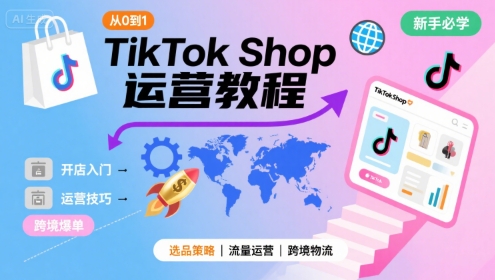 TikTok Shop从0到1运营教程，TikTok跨境电商新手必学课程-离锋创库