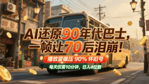 AI还原90年代巴士，一帧让70后泪崩！播放量碾压90%怀旧号，每天10分钟，日入4位数-离锋创库