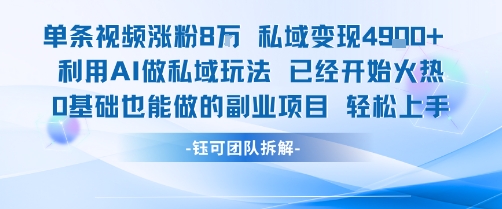 单条视频私域变现4.9k+利用AI做私域玩法 已经开始火热0基础也能做的副业项目轻松上手-离锋创库