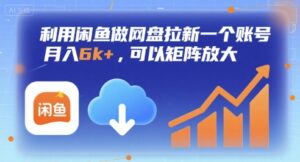 利用闲鱼做网盘拉新一个账号，月入6k+，可以矩阵放大-离锋创库