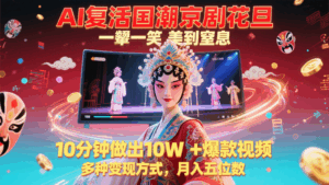 AI复活国潮京剧花旦，一颦一笑美到窒息，10分钟做出10W+爆款视频，多种变现方式-离锋创库