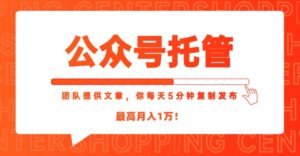 【公众号托管 】我提供文章，你每天５分钟复制发布，最高月入1W-离锋创库
