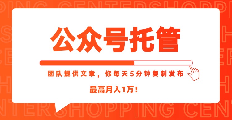 【公众号托管 】我提供文章，你每天５分钟复制发布，最高月入1W-离锋创库