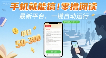 手机就能搞！零撸阅读挂G，最新平台，一键自动运行，随时随地挣，单日50-3张+【揭秘】-离锋创库