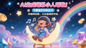 AI生成萌系小人唱歌！0基础3分钟出片，28个作品涨粉9万，日赚四位数，小白直接抄作业-离锋创库