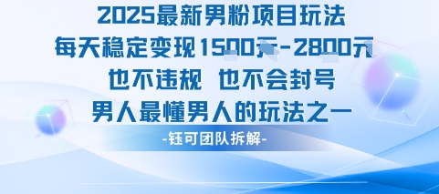 2025最新男粉项目玩法每天变现1k+也不违规也不会封号男人最懂男人的玩法-离锋创库