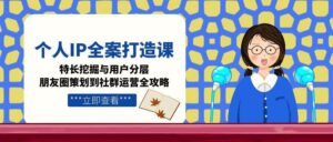 个人IP全案打造课,特长挖掘与用户分层,朋友圈策划到社群运营全攻略-离锋创库