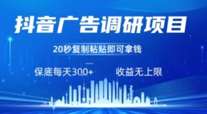抖音广告调研项目，只需复制粘贴广告即可挣钱，任务不限量，一天稳定3张-离锋创库