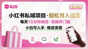 小红书私域项目 月入过W非常轻松 每天15分钟即可搞定，无任何操作门槛，小白可入手-离锋创库