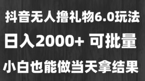 最新风口暴力撸金技术，无人撸礼物，长期稳定 一天收益2000+，小白当天…-离锋创库
