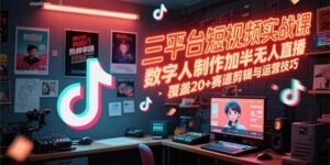 三平台短视频实战课，数字人制作加半无人直播，覆盖20+赛道剪辑与运营技巧-离锋创库