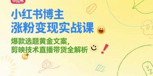 小红书博主涨粉变现实战课，爆款选题黄金文案，剪映技术直播带货全解析-离锋创库