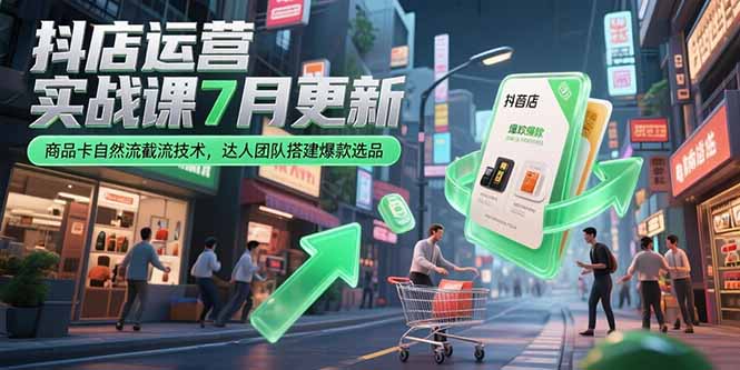 抖店运营实战课7月更新，商品卡自然流截流技术，达人团队搭建爆款选品-离锋创库