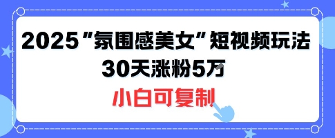 不露脸也能火！2025“氛围感美女”短视频玩法，30天涨粉5W小白可复制-离锋创库