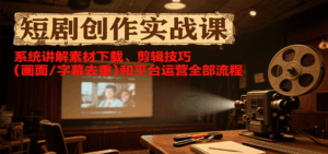短剧创作实战课，系统讲解素材下载、剪辑技巧(画面/字幕去重)和平台运营全部流程-离锋创库