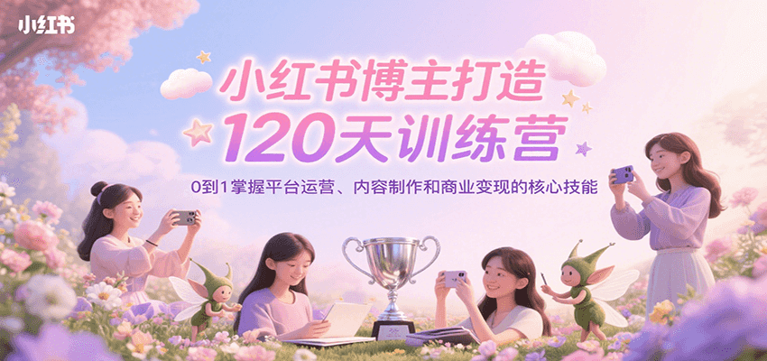 小红书博主打造120天训练营，0到1掌握平台运营、内容制作和商业变现-离锋创库