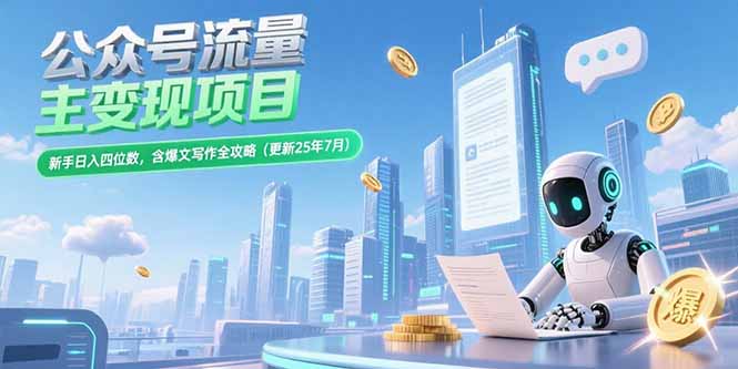 公众号流量主变现项目，新手日入四位数，含爆文写作全攻略(更新25年7月-离锋创库