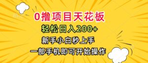 0撸项目天花板，日入200+，新手小白秒上手，一部手机即可操作-离锋创库