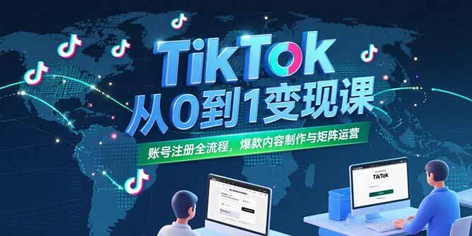 TikTok从0到1变现课，账号注册全流程，爆款内容制作与矩阵运营-离锋创库