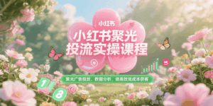 小红书聚光投流实操课程，聚光广告投放、数据分析、做高效低成本获客-离锋创库