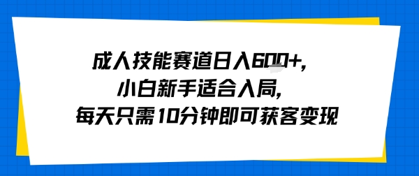 成人技能赛道日入多张，小白新手适合入局，每天只需10分钟即可获客变现-离锋创库