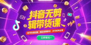 抖音不剪辑带货课,账号快速起量,爆品视频跟发,多号矩阵运营-离锋创库