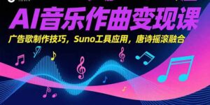 AI音乐作曲变现课，广告歌制作技巧，Suno工具应用，唐诗摇滚融合-离锋创库
