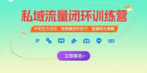 私域流量闭环训练营:IP定位方法论,短视频创作技巧,直播转化策略-离锋创库