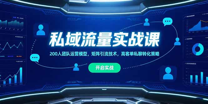 私域流量实战课，200人团队运营模型，矩阵引流技术，高客单私聊转化策略-离锋创库