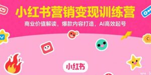 小红书营销变现训练营，商业价值解读，爆款内容打造，AI高效起号-离锋创库