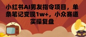 小红书AI男友指令项目,单条笔记变现1w+,小众赛道实操复盘-离锋创库