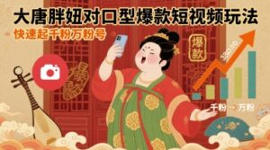 大唐胖妞对口型爆款短视频玩法，快速起千粉万粉号-离锋创库