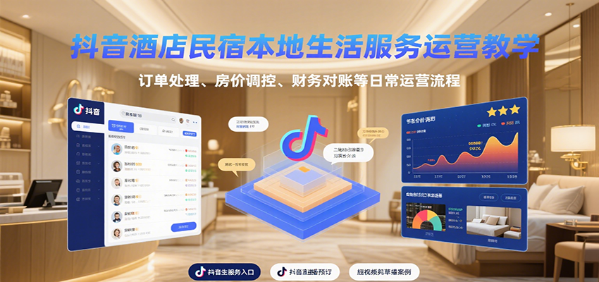 抖音酒店民宿本地生活服务运营教学,订单处理、房价调控、财务对账等日常运营流程-离锋创库