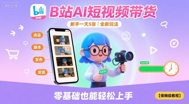 B站AI短视频带货，新手一天5张，全新玩法【保姆级教程】-离锋创库