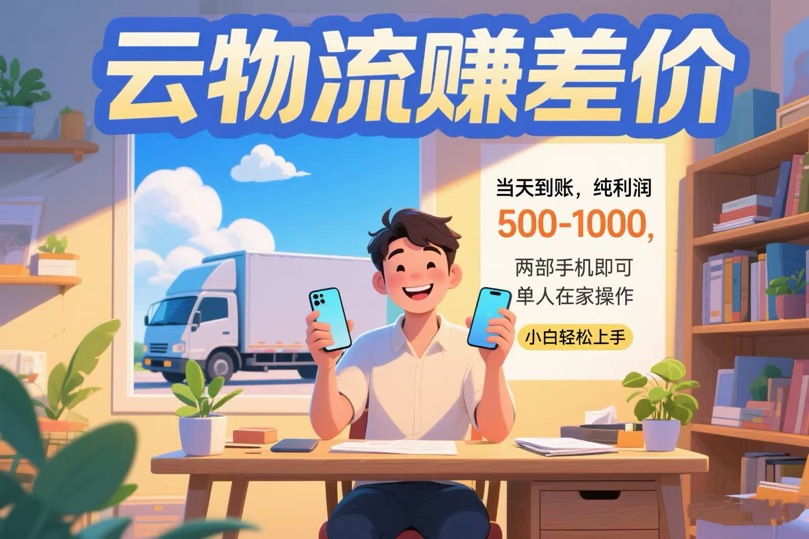云物流赚差价 当天到账纯利润500-1000 两部手机即可 可单人在家操作 小…-离锋创库